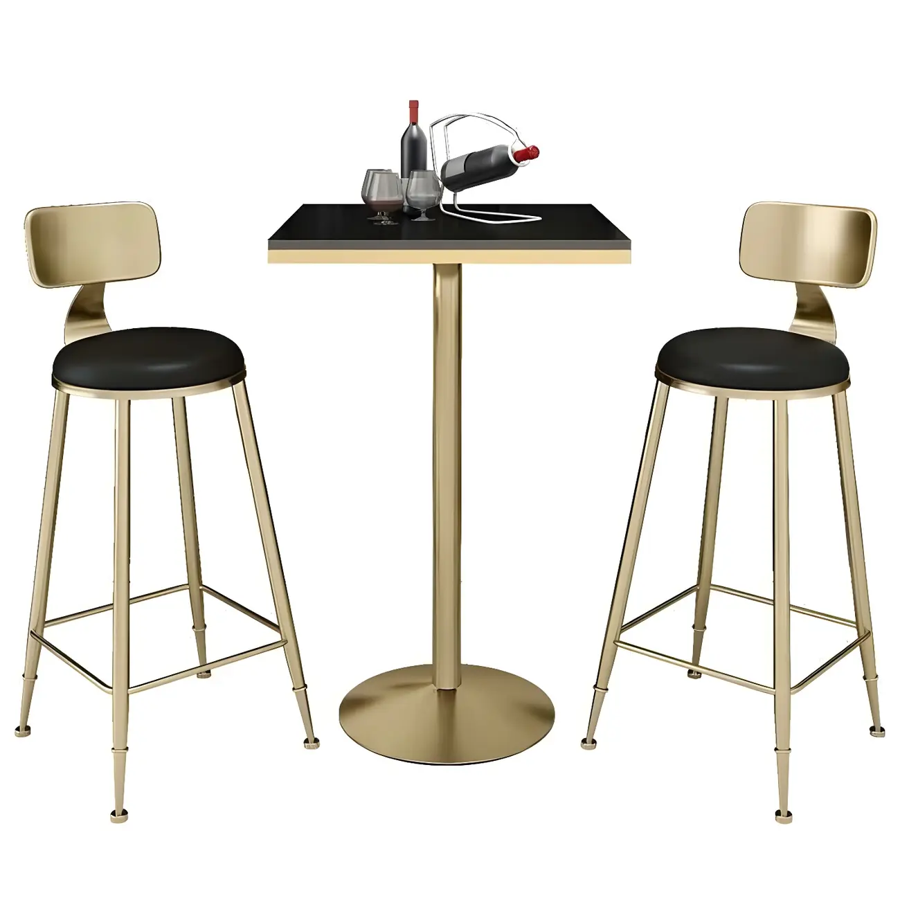 Elegant Nordic Marble Bar Table with Gold Metal Base Image - 10 | homeyfad
