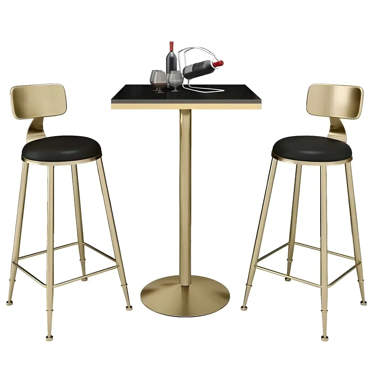 Elegant Nordic Marble Bar Table with Gold Metal Base Image - 10