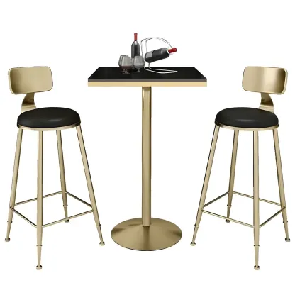Elegant Nordic Marble Bar Table with Gold Metal Base Image - 10