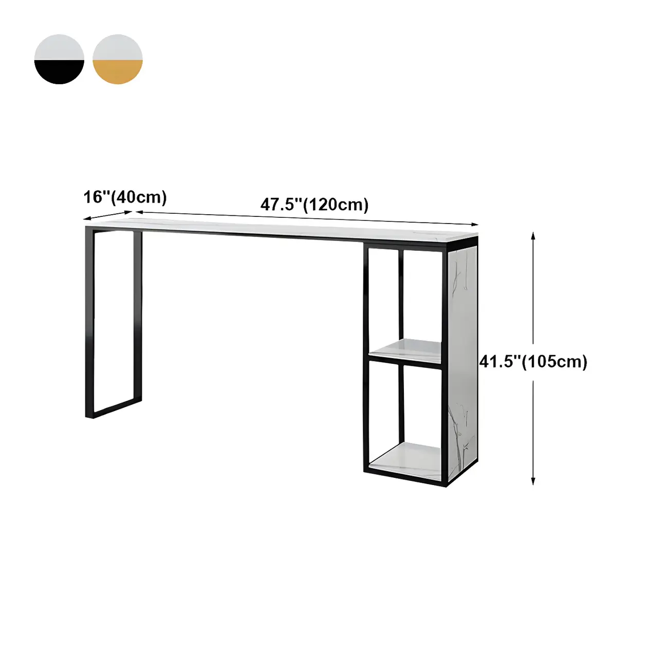 Modern White Faux Marble Iron Sled 2-Shelf Bar Tables Image - 14 | homeyfad