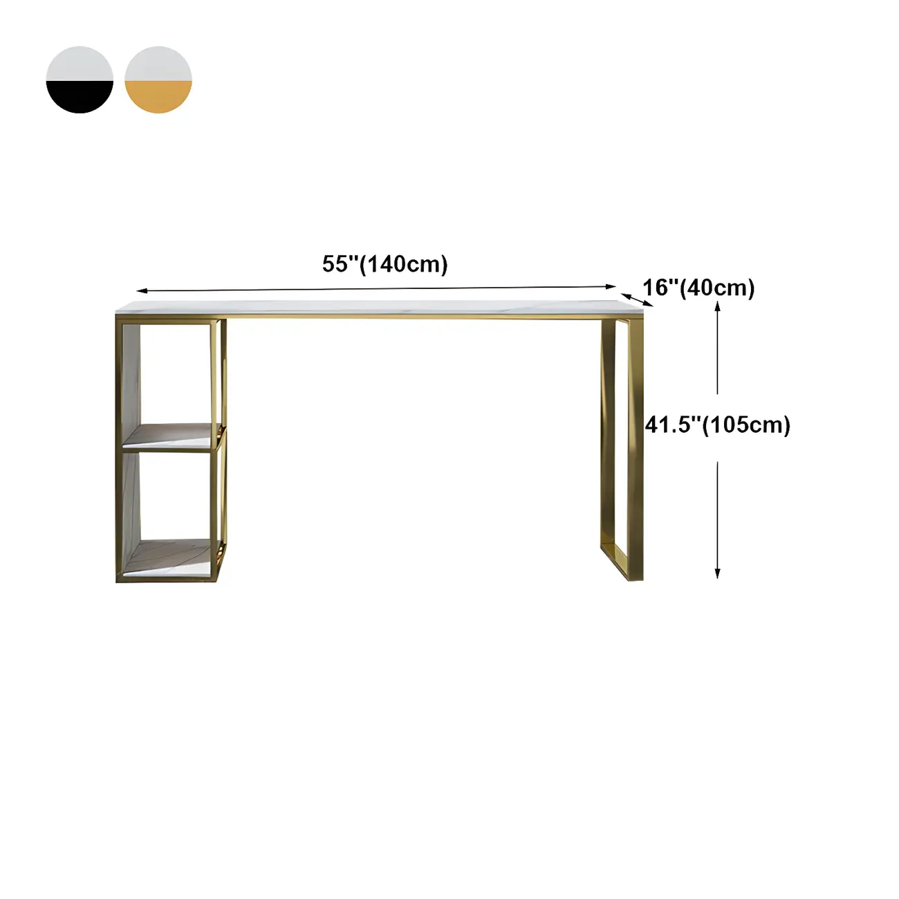 Modern White Faux Marble Iron Sled 2-Shelf Bar Tables Image - 21 | homeyfad