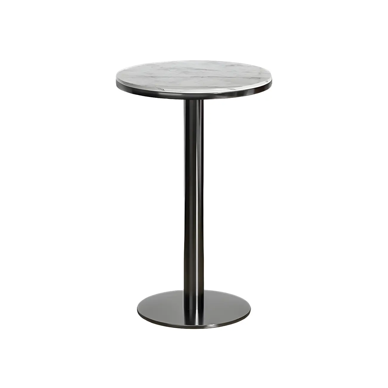 Stylish Round Bar Table with Black Metal Base for Indoor Use Image - 2 | homeyfad