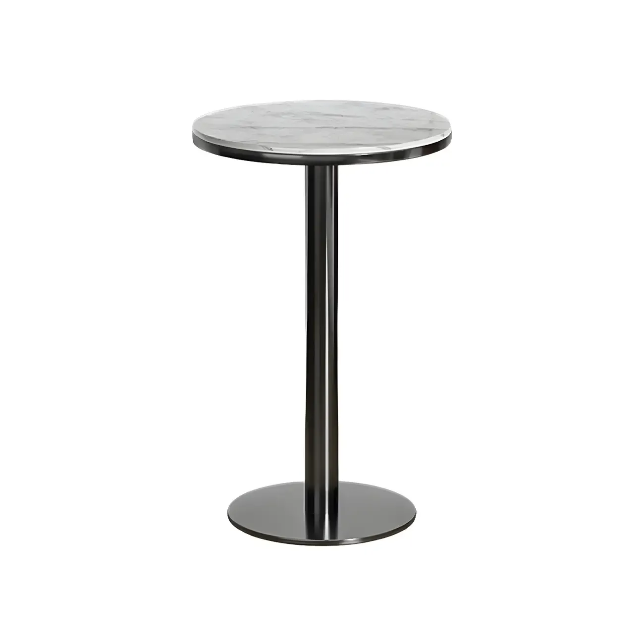Stylish Round Bar Table with Black Metal Base for Indoor Use Image - 2