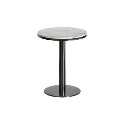 Stylish Round Bar Table with Black Metal Base for Indoor Use Image - 6