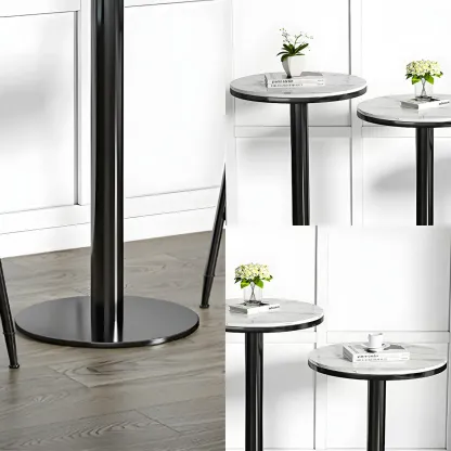 Stylish Round Bar Table with Black Metal Base for Indoor Use Image - 7