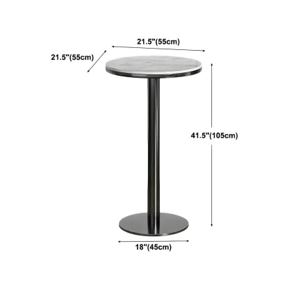 Stylish Round Bar Table with Black Metal Base for Indoor Use #size