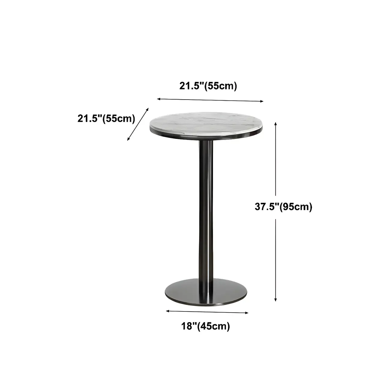 Stylish Round Bar Table with Black Metal Base for Indoor Use Image - 11