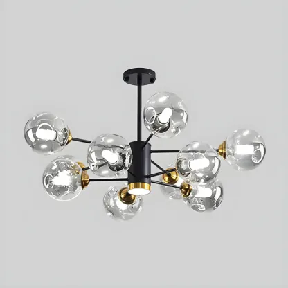 Modern Gray Glass Sphere Sputnik Chandelier Dimmable LED Image - 13