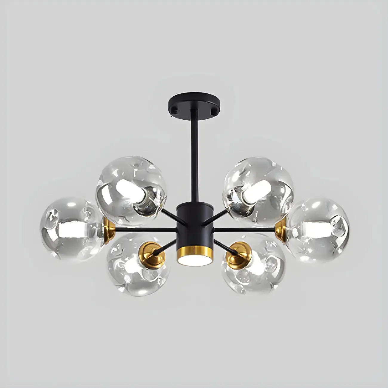 Modern Gray Glass Sphere Sputnik Chandelier Dimmable LED Image - 16