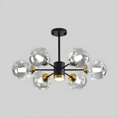 Modern Gray Glass Sphere Sputnik Chandelier Dimmable LED Image - 16