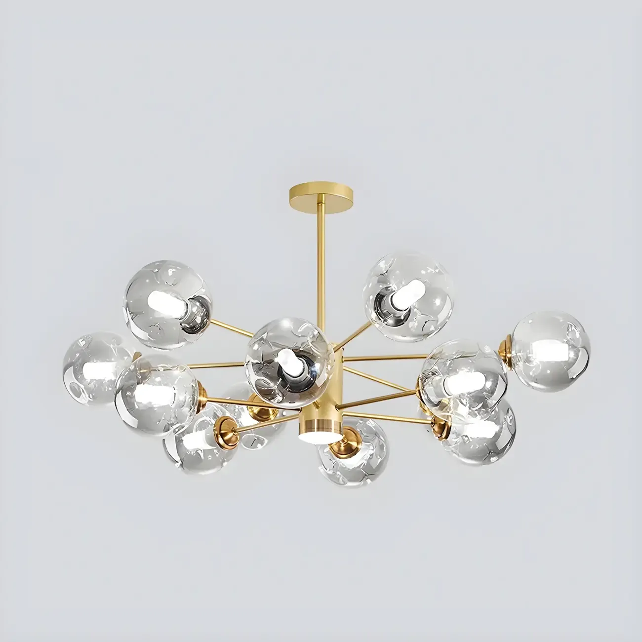 Modern Gray Glass Sphere Sputnik Chandelier Dimmable LED Image - 17