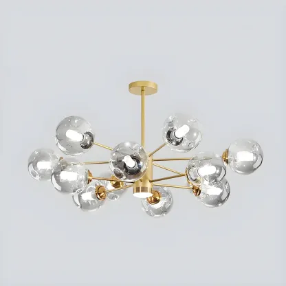 Modern Gray Glass Sphere Sputnik Chandelier Dimmable LED Image - 17