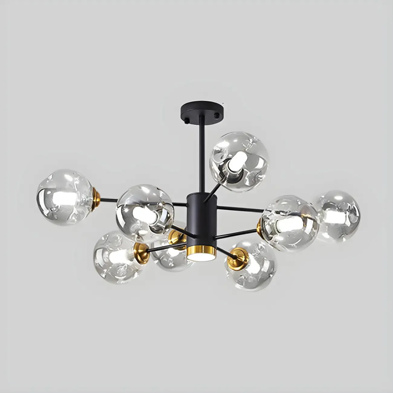 Modern Gray Glass Sphere Sputnik Chandelier Dimmable LED Image - 18