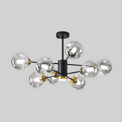 Modern Gray Glass Sphere Sputnik Chandelier Dimmable LED Image - 18