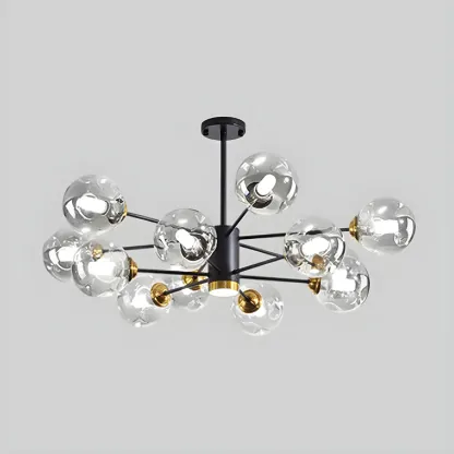 Modern Gray Glass Sphere Sputnik Chandelier Dimmable LED Image - 19
