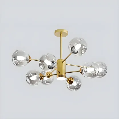 Modern Gray Glass Sphere Sputnik Chandelier Dimmable LED Image - 21