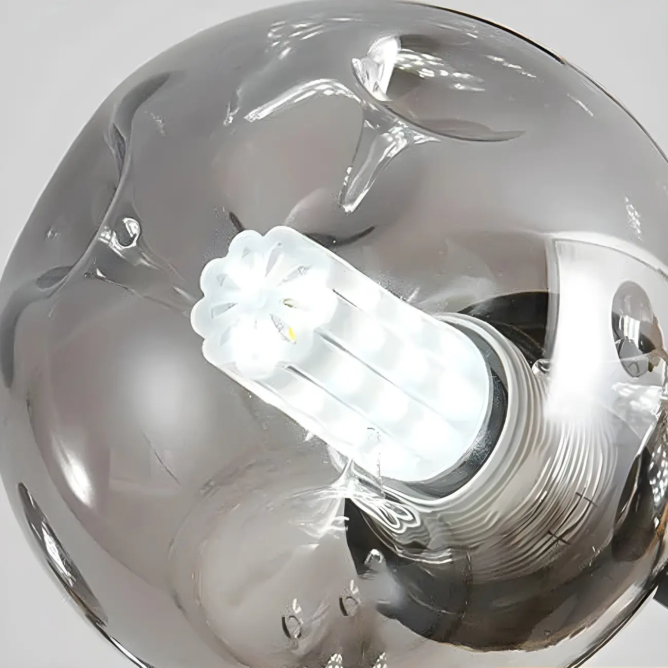 Modern Gray Glass Sphere Sputnik Chandelier Dimmable LED Image - 10 | homeyfad