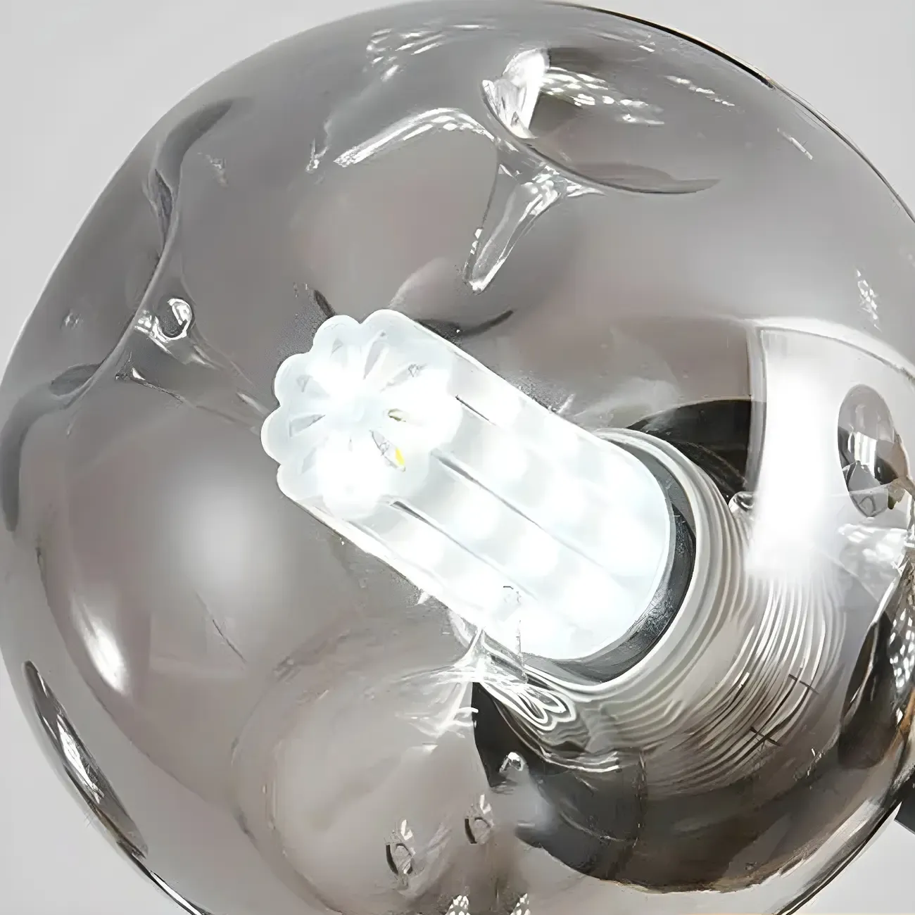 Modern Gray Glass Sphere Sputnik Chandelier Dimmable LED Image - 10