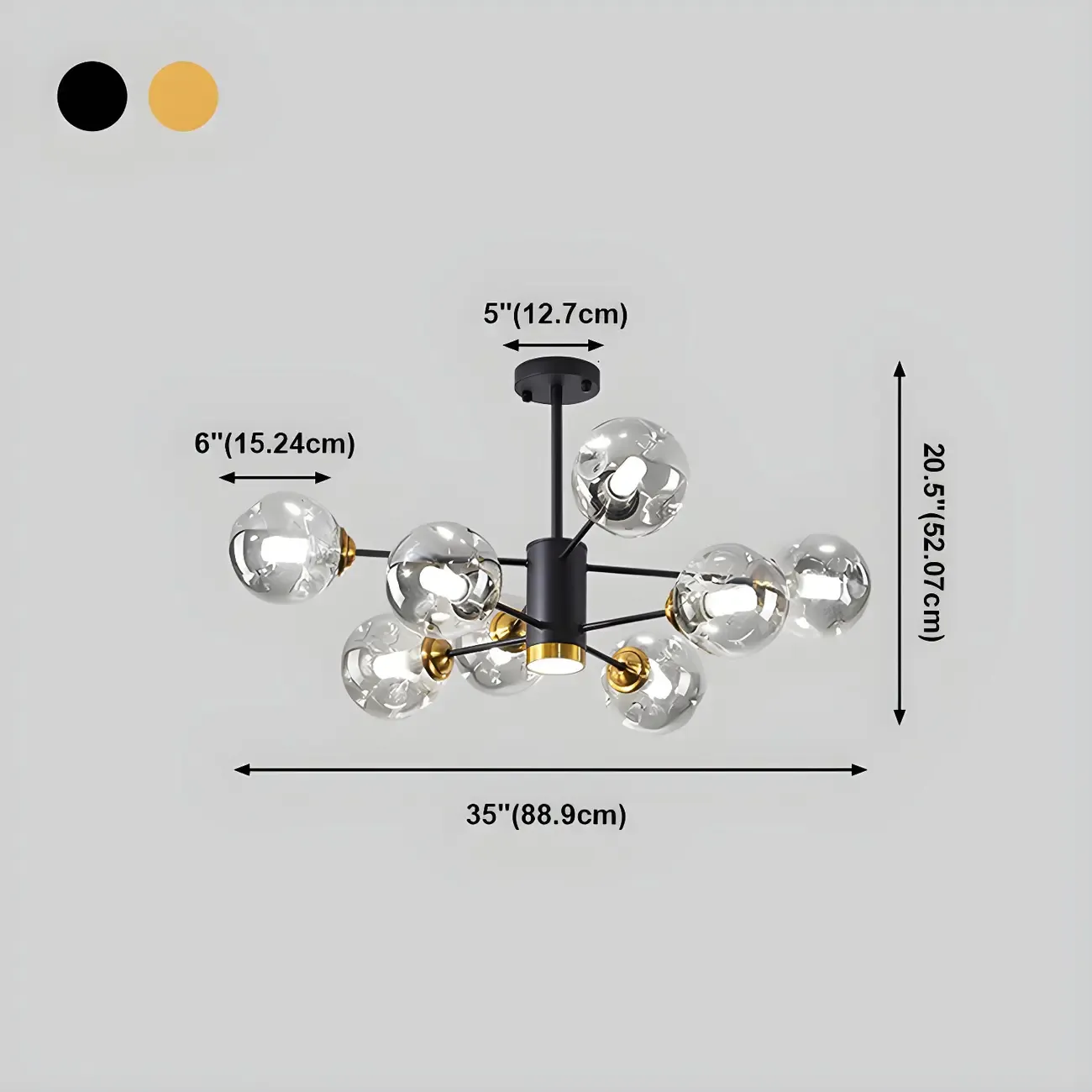 Modern Gray Glass Sphere Sputnik Chandelier Dimmable LED Image - 24