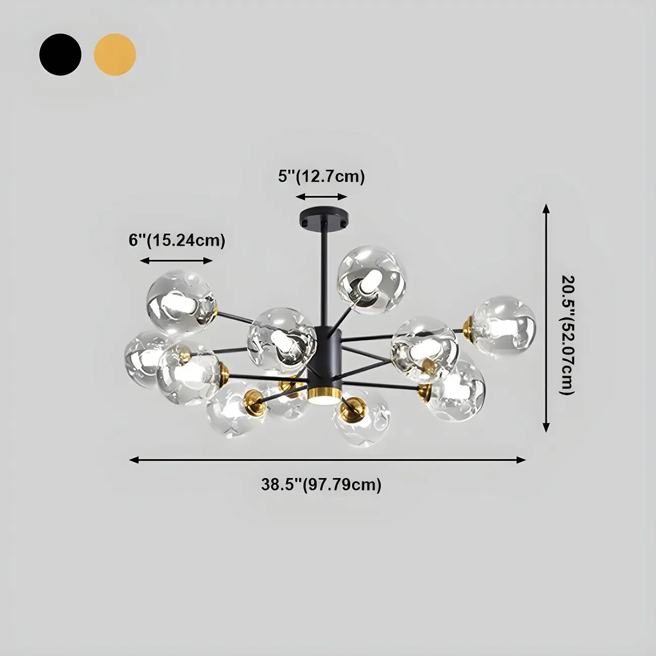 Modern Gray Glass Sphere Sputnik Chandelier Dimmable LED Image - 26