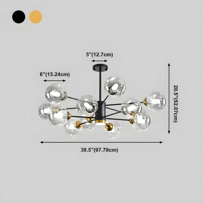 Modern Gray Glass Sphere Sputnik Chandelier Dimmable LED Image - 26