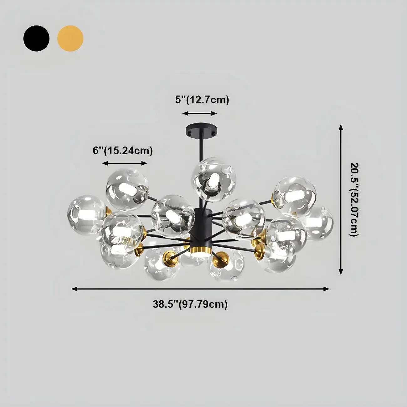 Modern Gray Glass Sphere Sputnik Chandelier Dimmable LED Image - 27
