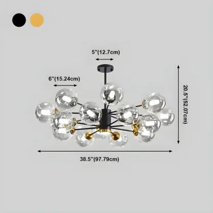Modern Gray Glass Sphere Sputnik Chandelier Dimmable LED Image - 27