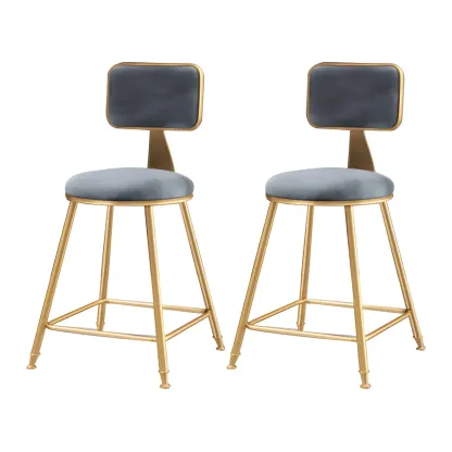 Round Velvet Upholstered Counter Bar Stools Image - 4