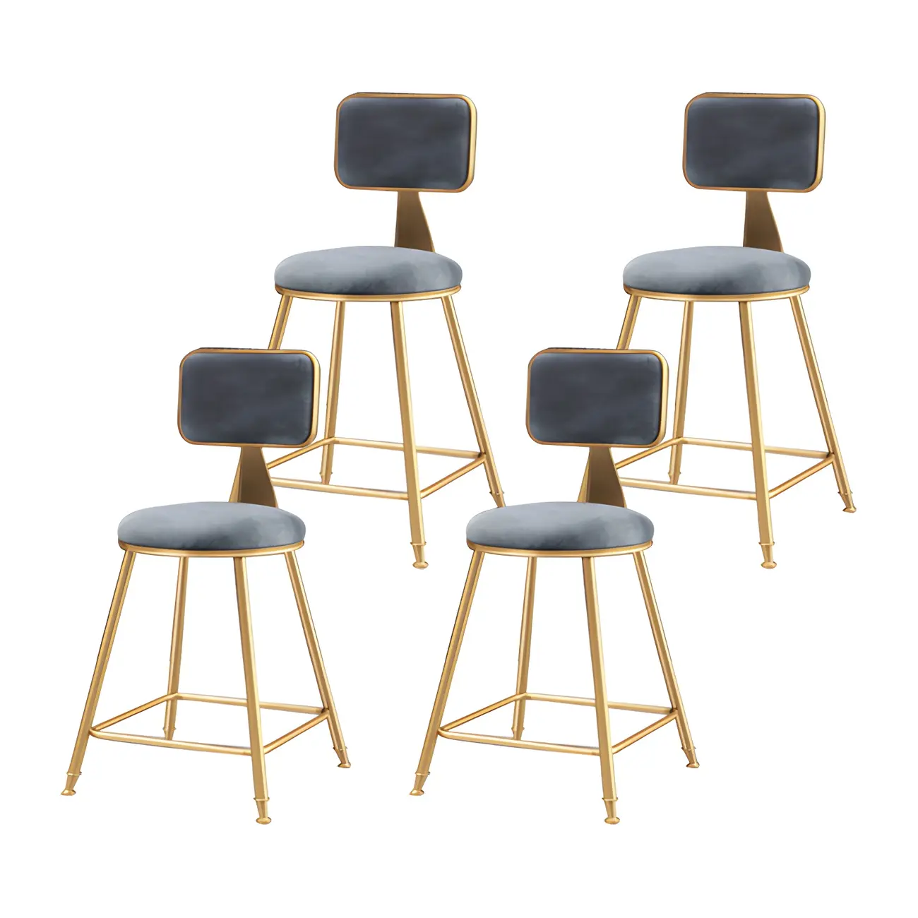 Round Velvet Upholstered Counter Bar Stools Image - 5 | homeyfad
