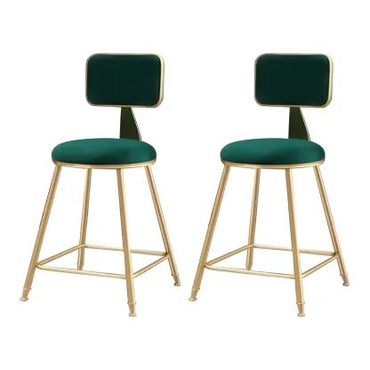 Round Velvet Upholstered Counter Bar Stools Image - 9