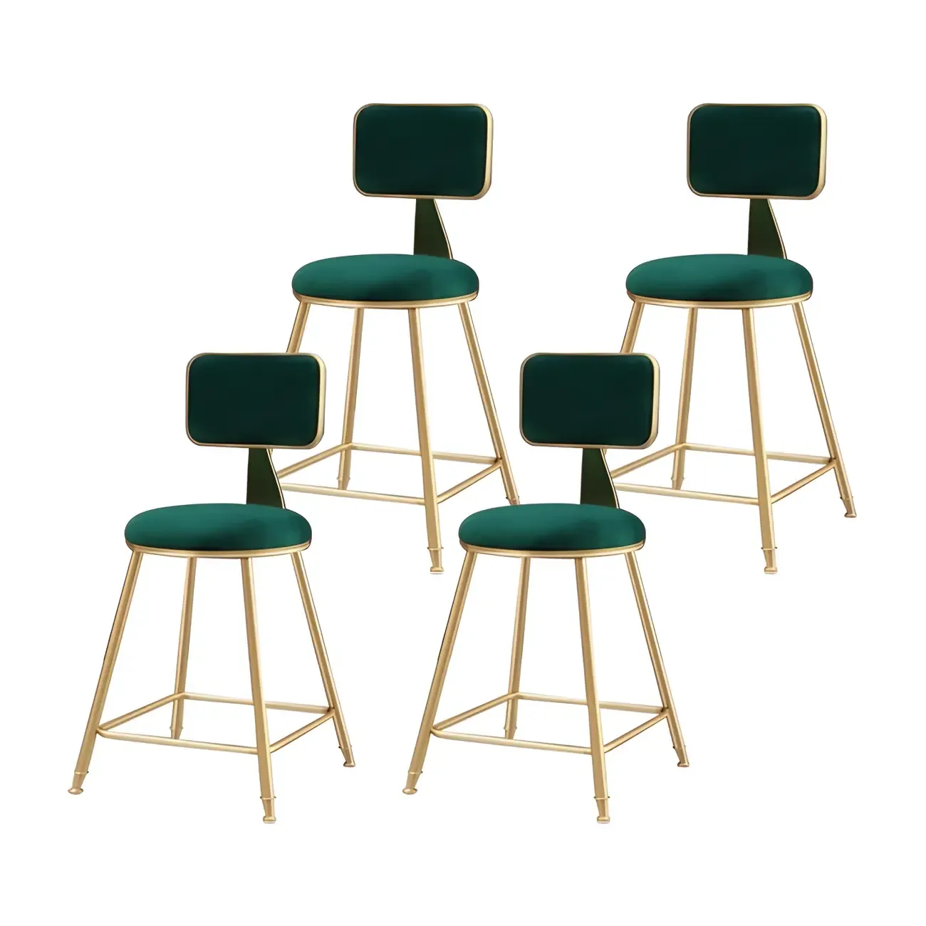 Round Velvet Upholstered Counter Bar Stools Image - 11