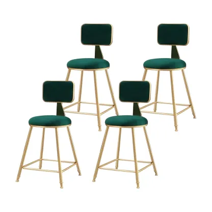 Round Velvet Upholstered Counter Bar Stools Image - 11