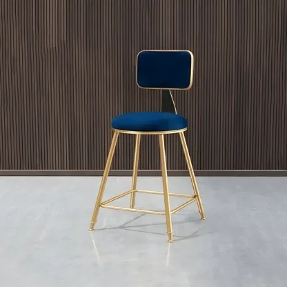 Round Velvet Upholstered Counter Bar Stools Image - 12
