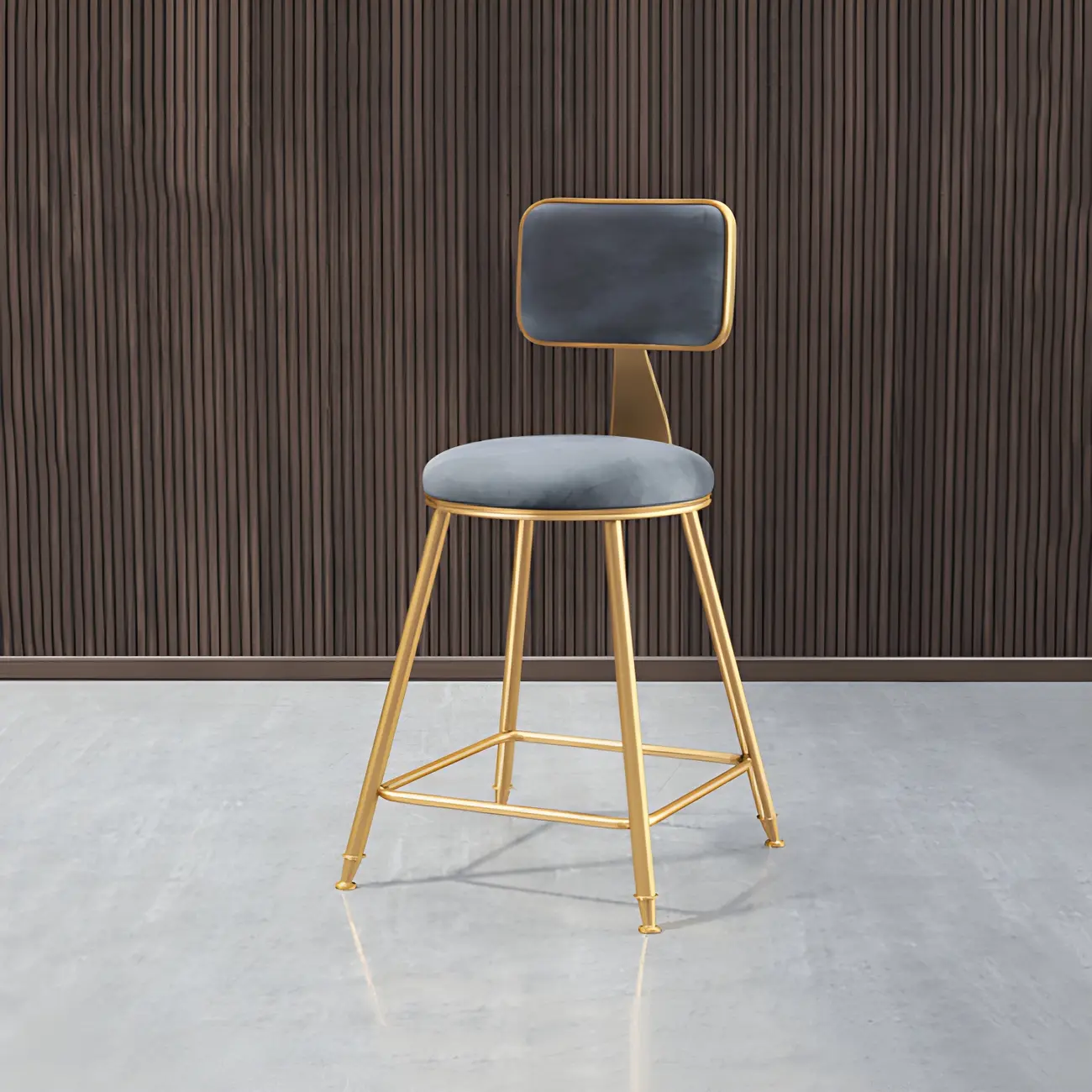 Round Velvet Upholstered Counter Bar Stools Image - 13 | homeyfad