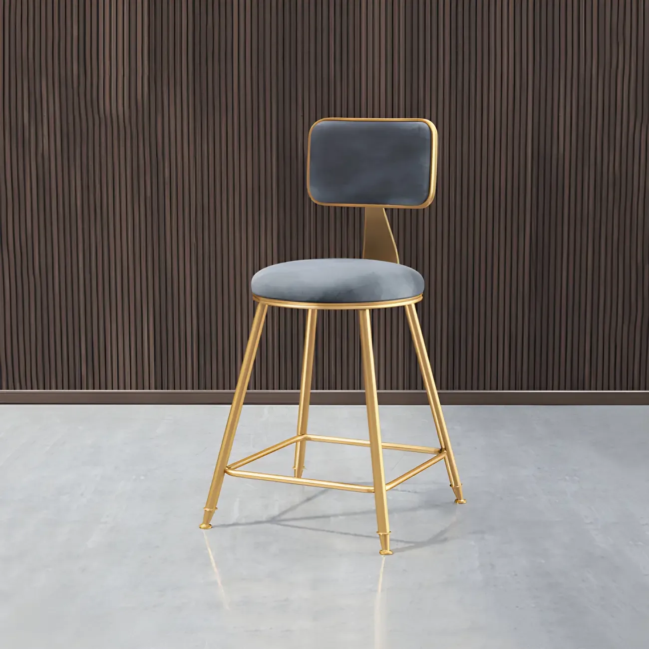 Round Velvet Upholstered Counter Bar Stools Image - 13