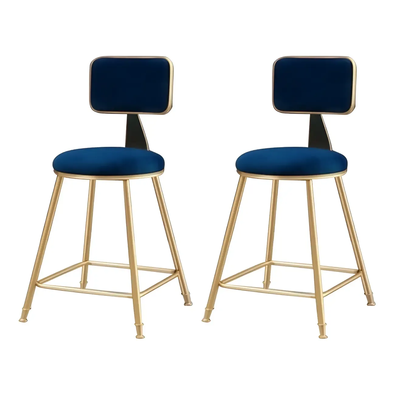Round Velvet Upholstered Counter Bar Stools Image - 15