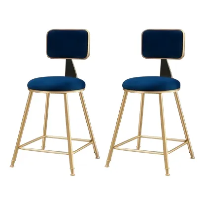 Round Velvet Upholstered Counter Bar Stools Image - 15