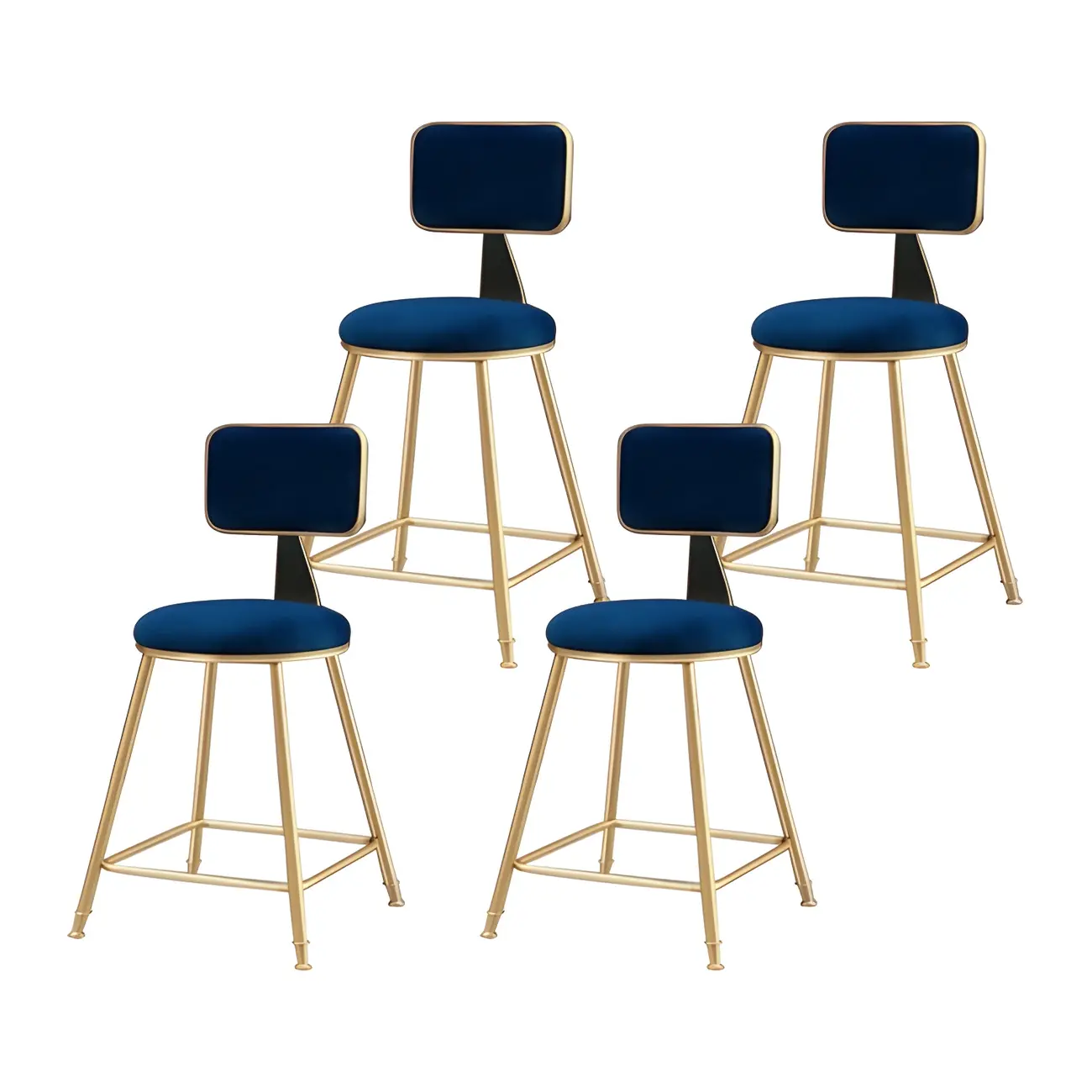 Round Velvet Upholstered Counter Bar Stools Image - 16 | homeyfad