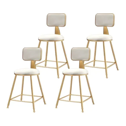 Round Velvet Upholstered Counter Bar Stools Image - 19
