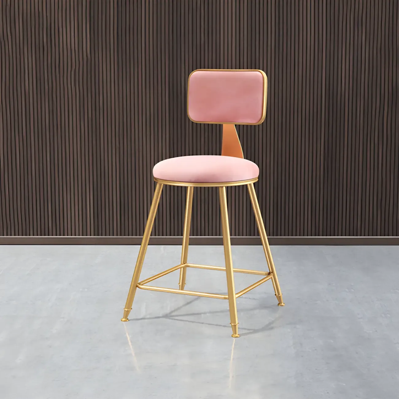 Round Velvet Upholstered Counter Bar Stools Image - 20