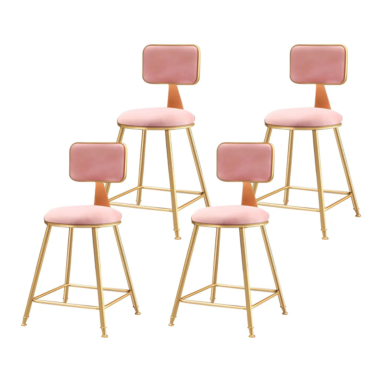 Round Velvet Upholstered Counter Bar Stools Image - 22 | homeyfad