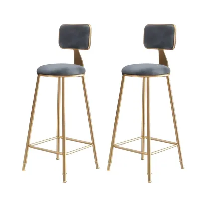 Round Velvet Upholstered Counter Bar Stools Image - 23
