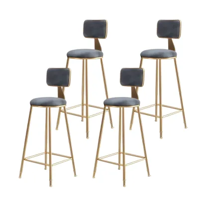 Round Velvet Upholstered Counter Bar Stools Image - 24