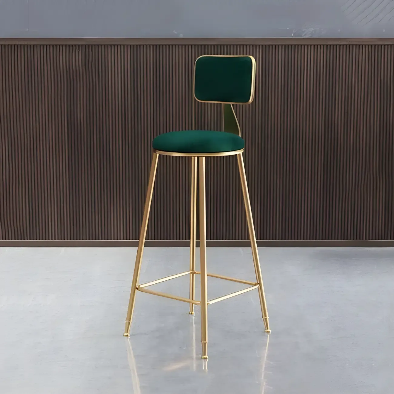 Round Velvet Upholstered Counter Bar Stools Image - 25