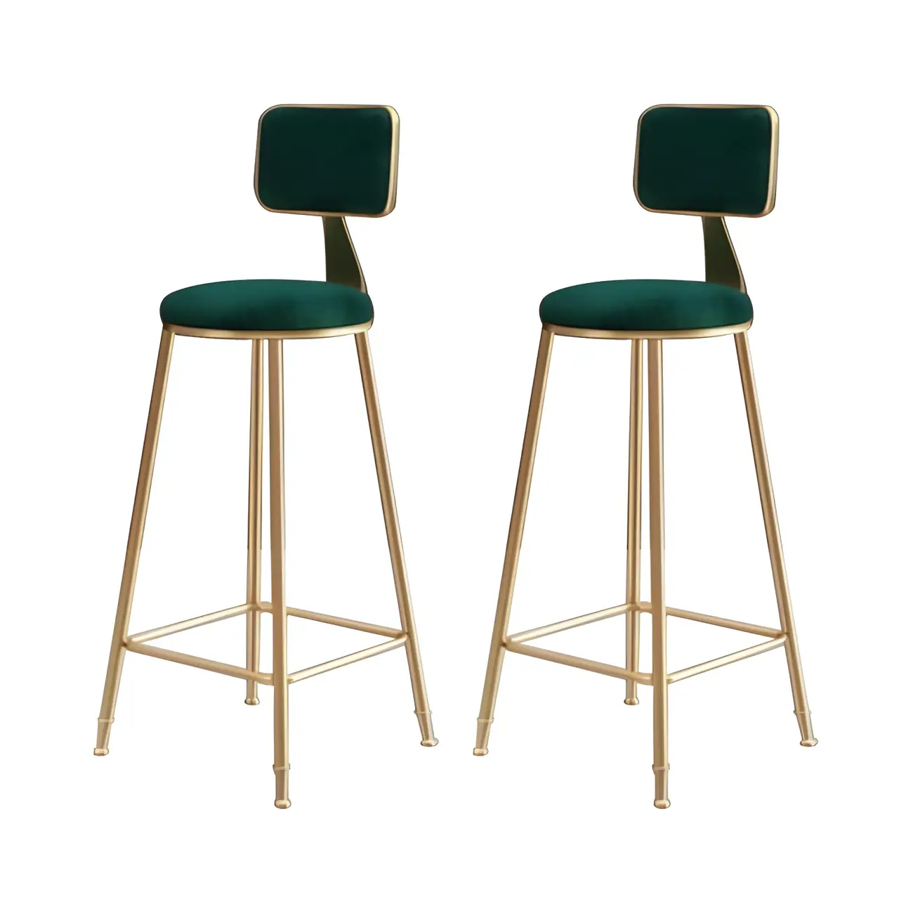 Round Velvet Upholstered Counter Bar Stools Image - 26 | homeyfad