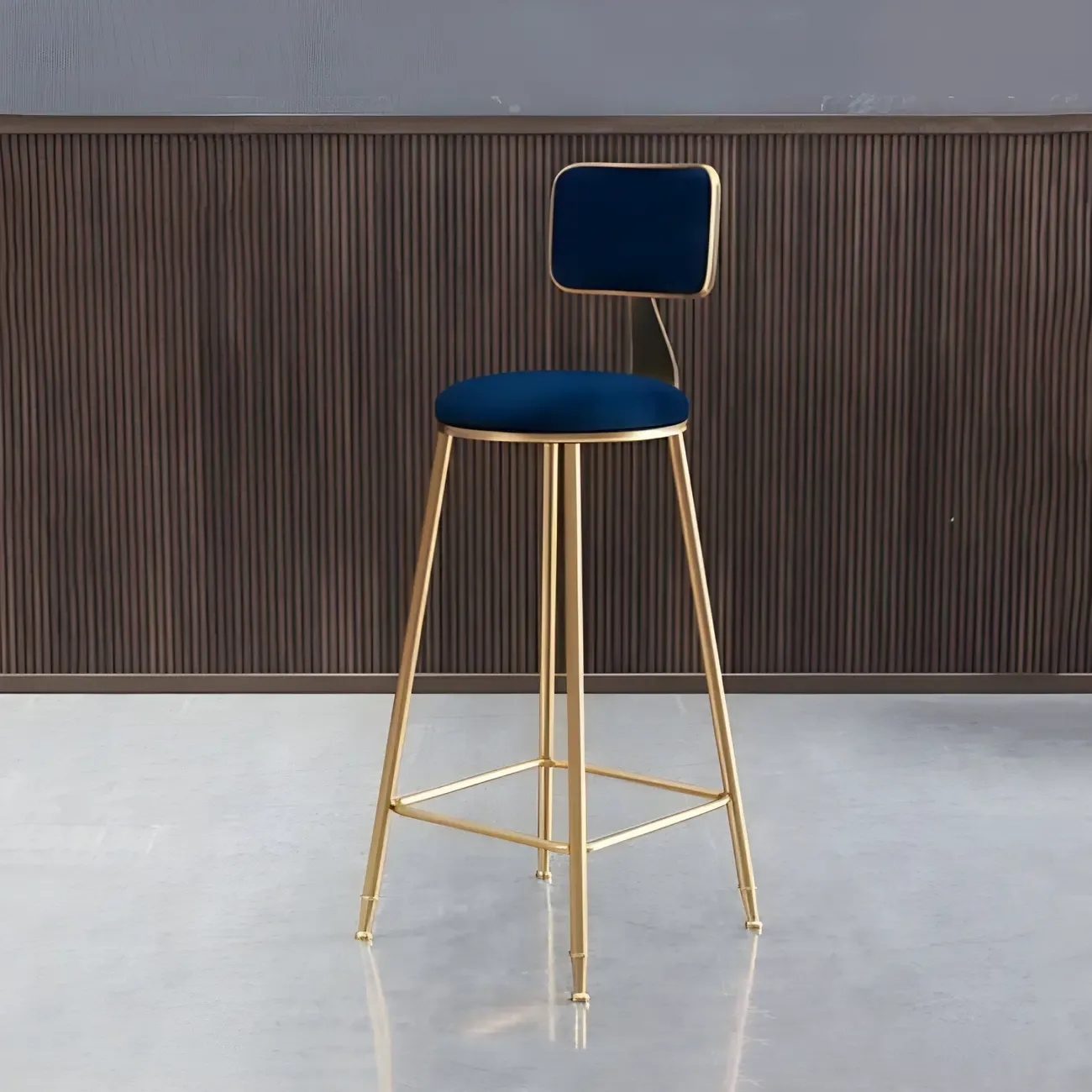 Round Velvet Upholstered Counter Bar Stools Image - 28