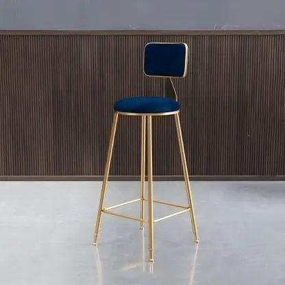 Round Velvet Upholstered Counter Bar Stools Image - 28