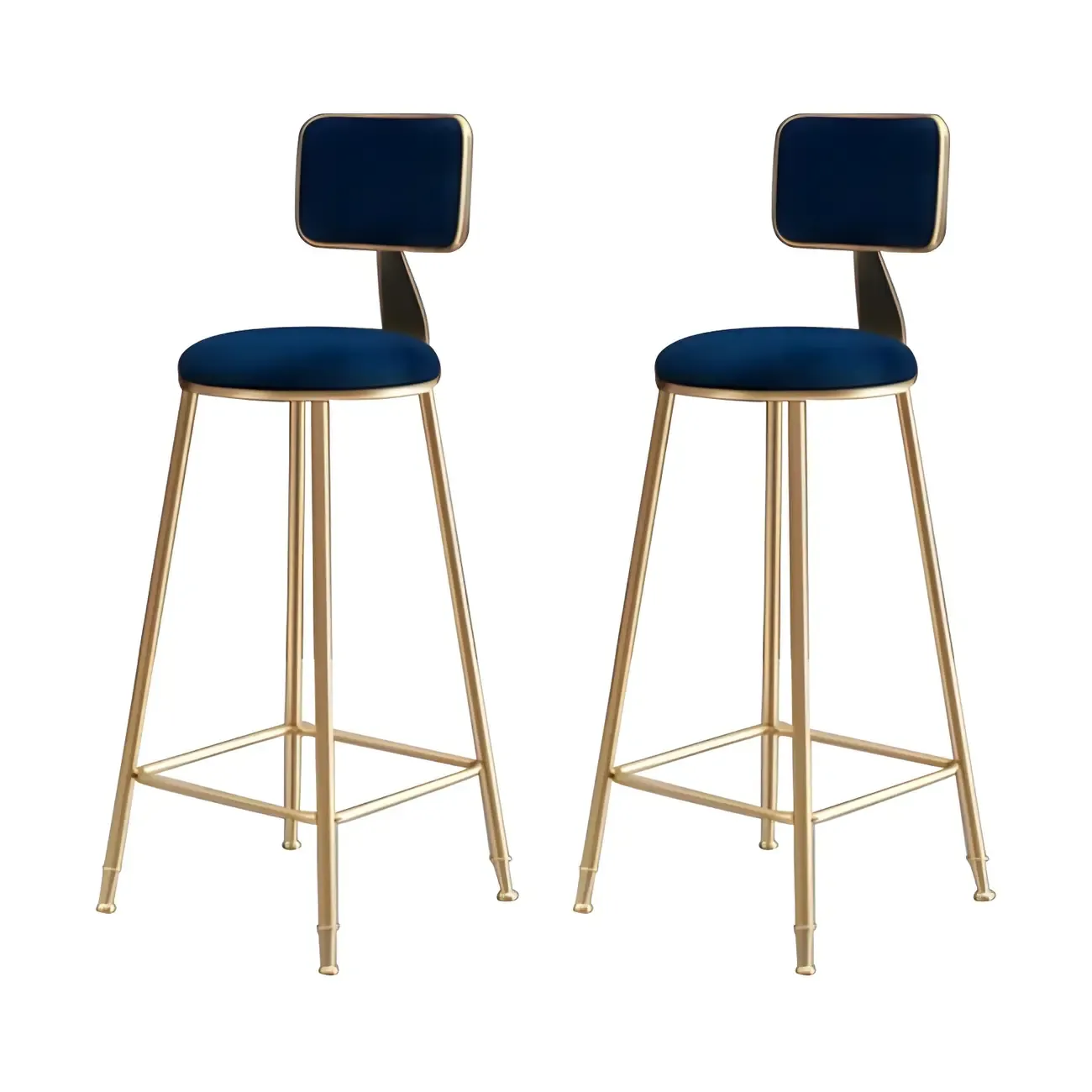 Round Velvet Upholstered Counter Bar Stools Image - 29