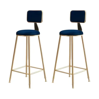 Round Velvet Upholstered Counter Bar Stools Image - 29