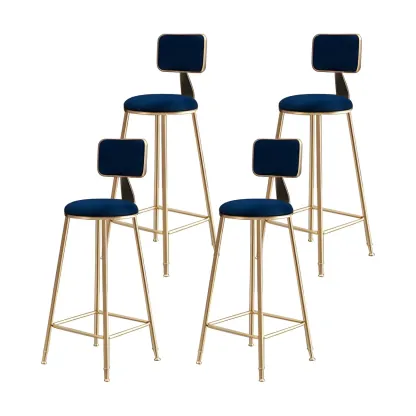 Round Velvet Upholstered Counter Bar Stools Image - 30